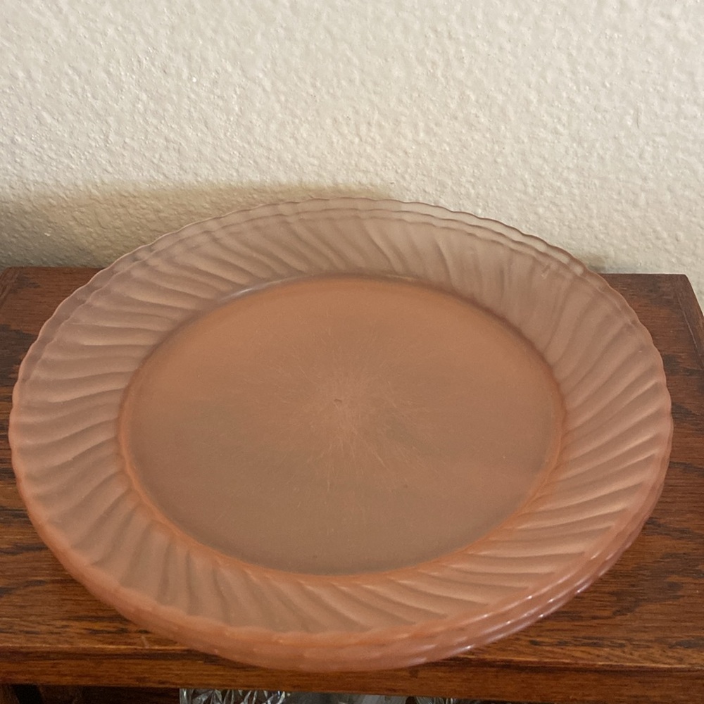 Vintage SET OF 3 ARCOROC FRANCE Pink Glass 8” Salad Plates